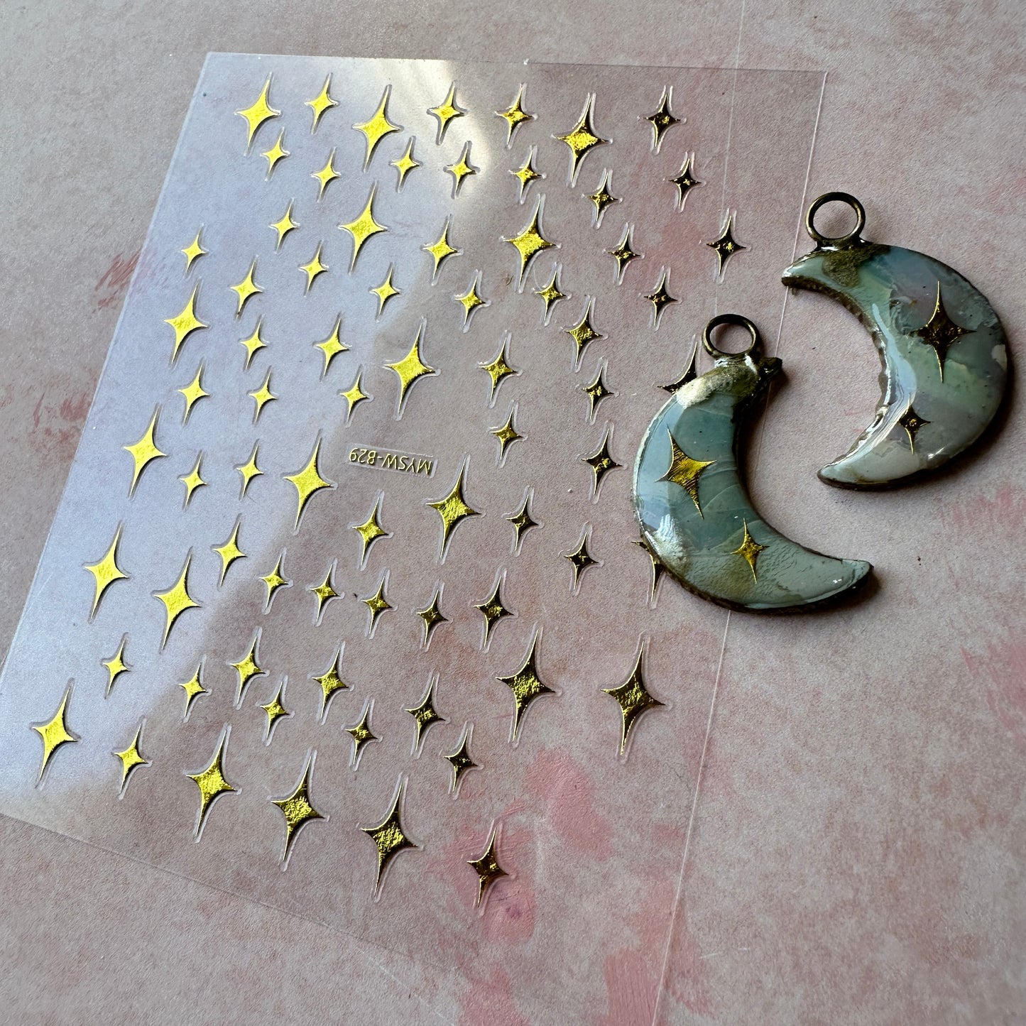 Multi-Size Tiny Sparkle Stickers embed in resin and liquid clay - silver or gold