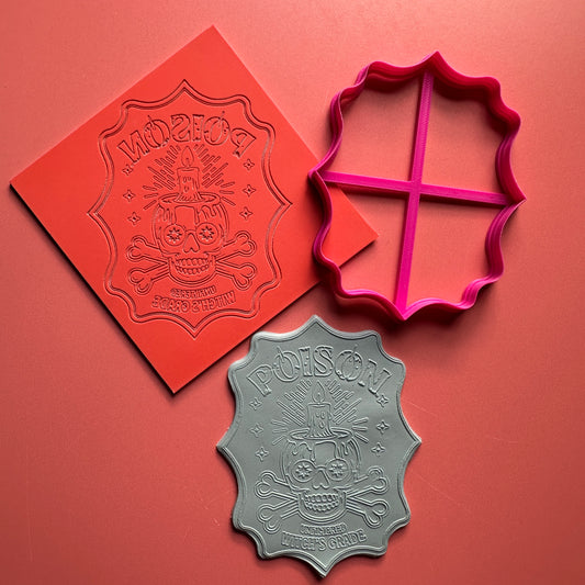 Poison Potion Bottle Label – Cutter & Stamp Set (4") Halloween