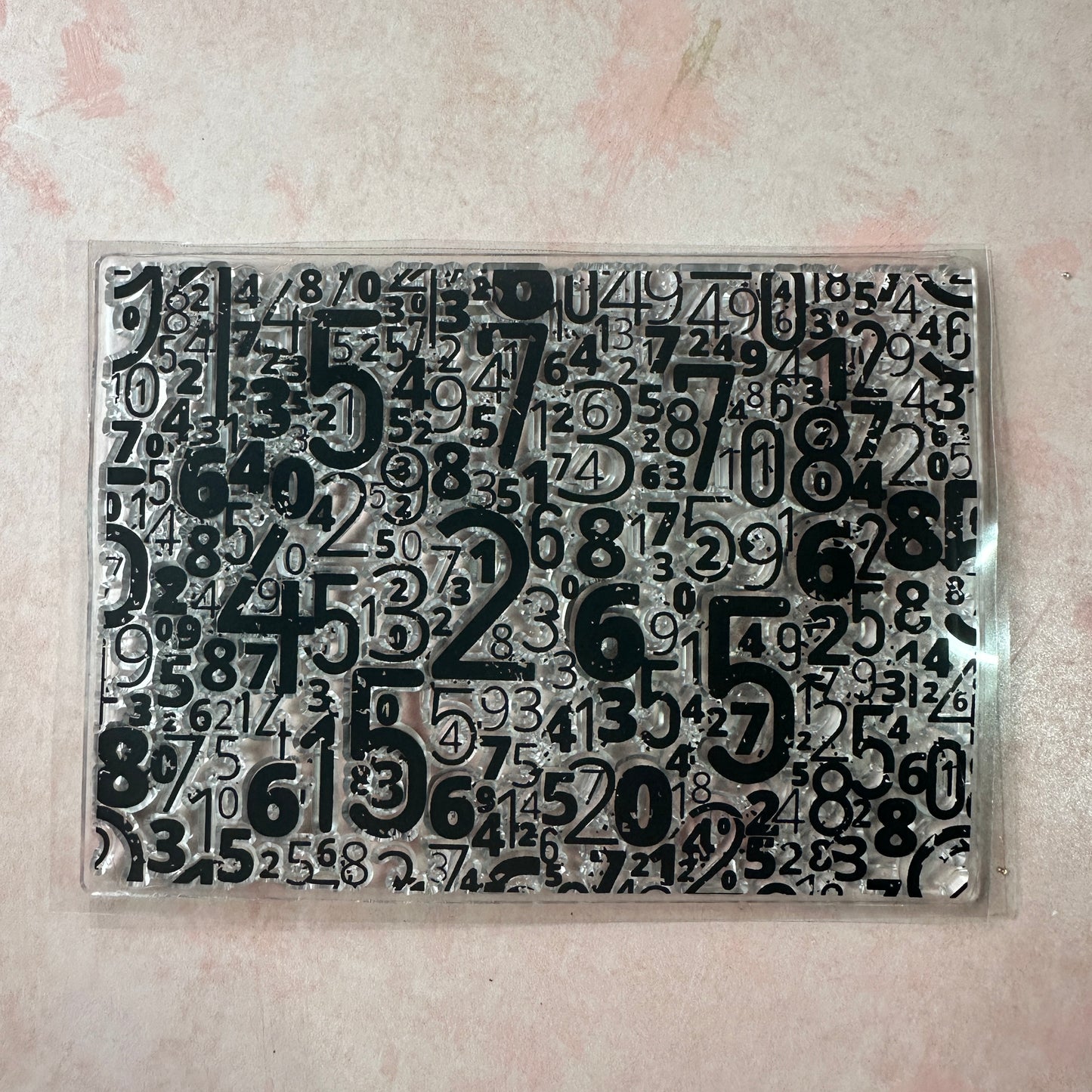 Numbers numerical grunge background clear clay and paper rubber stamp