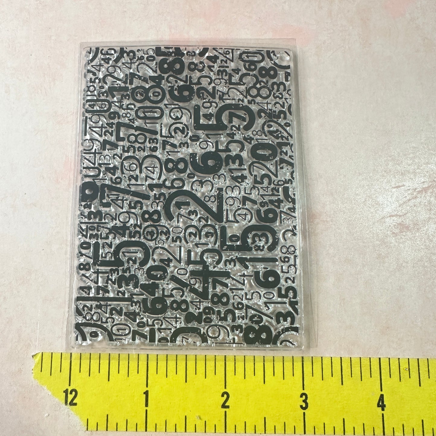 Numbers numerical grunge background clear clay and paper rubber stamp