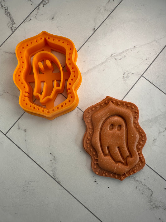 Framed Ghost relief polymer clay cutter Halloween