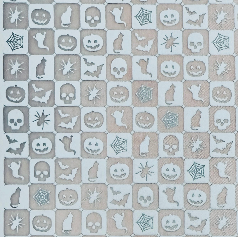 Halloween Tiles pumpkin bat Skull Silk Screen Stencil for Polymer Clay, Art Jewelry, Mixed Media