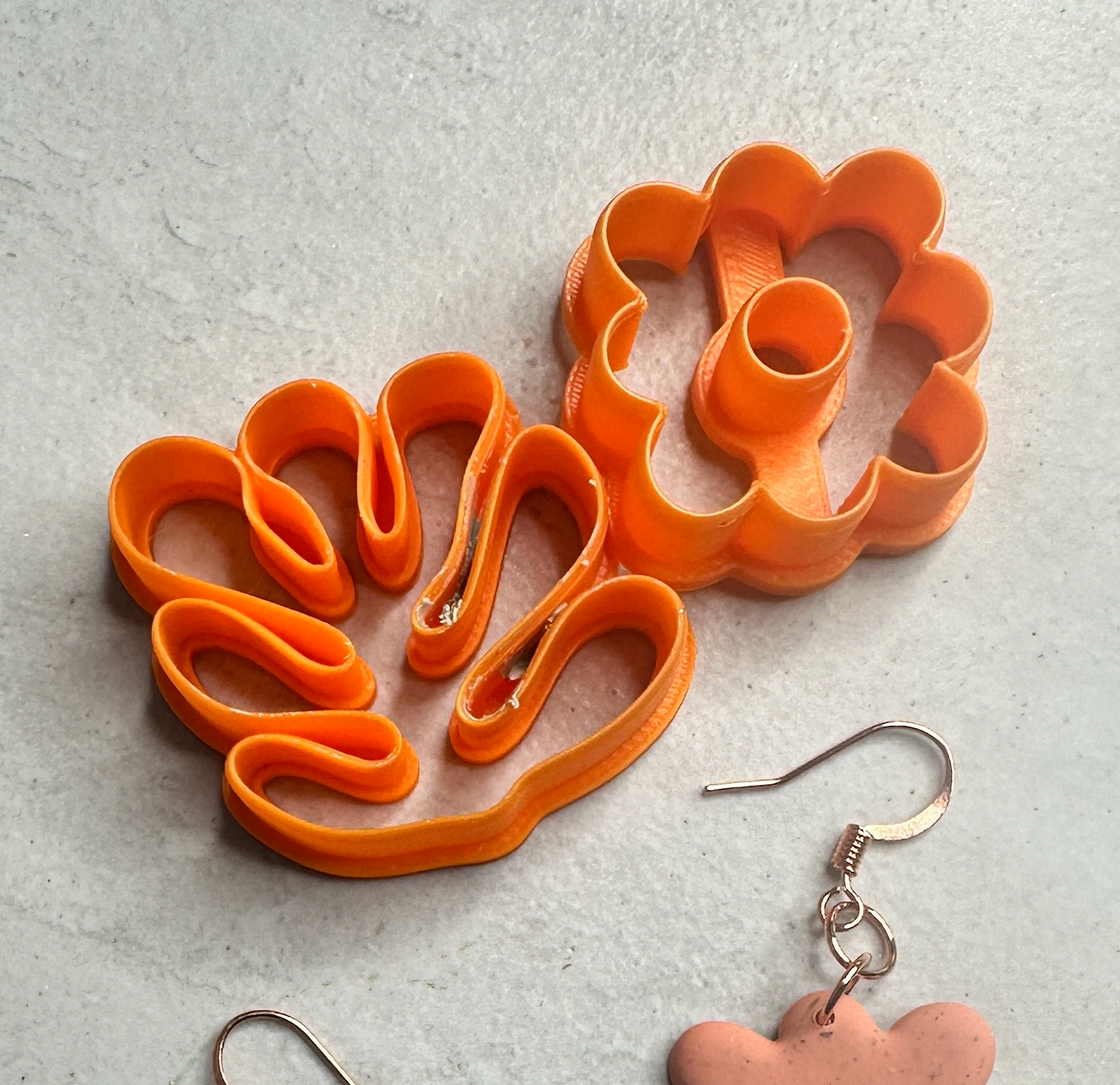 Floopy Flower Polymer Clay Cutter Set – 2-Piece Earring Cutter | Whimsical Flower + Abstract Leaf