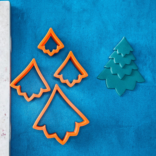 Stacked Trees Pine polymer clay cutter set clay earring holiday Christmas Earring