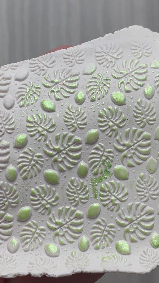 Tropical Leaves Monstera Rubber Stamp small Texture Sheet Mat
