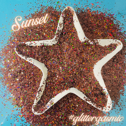 Glitter Sunset Superfine brown holo for pens candles earrings clay resin mugs slime tumblers nail art 2 oz