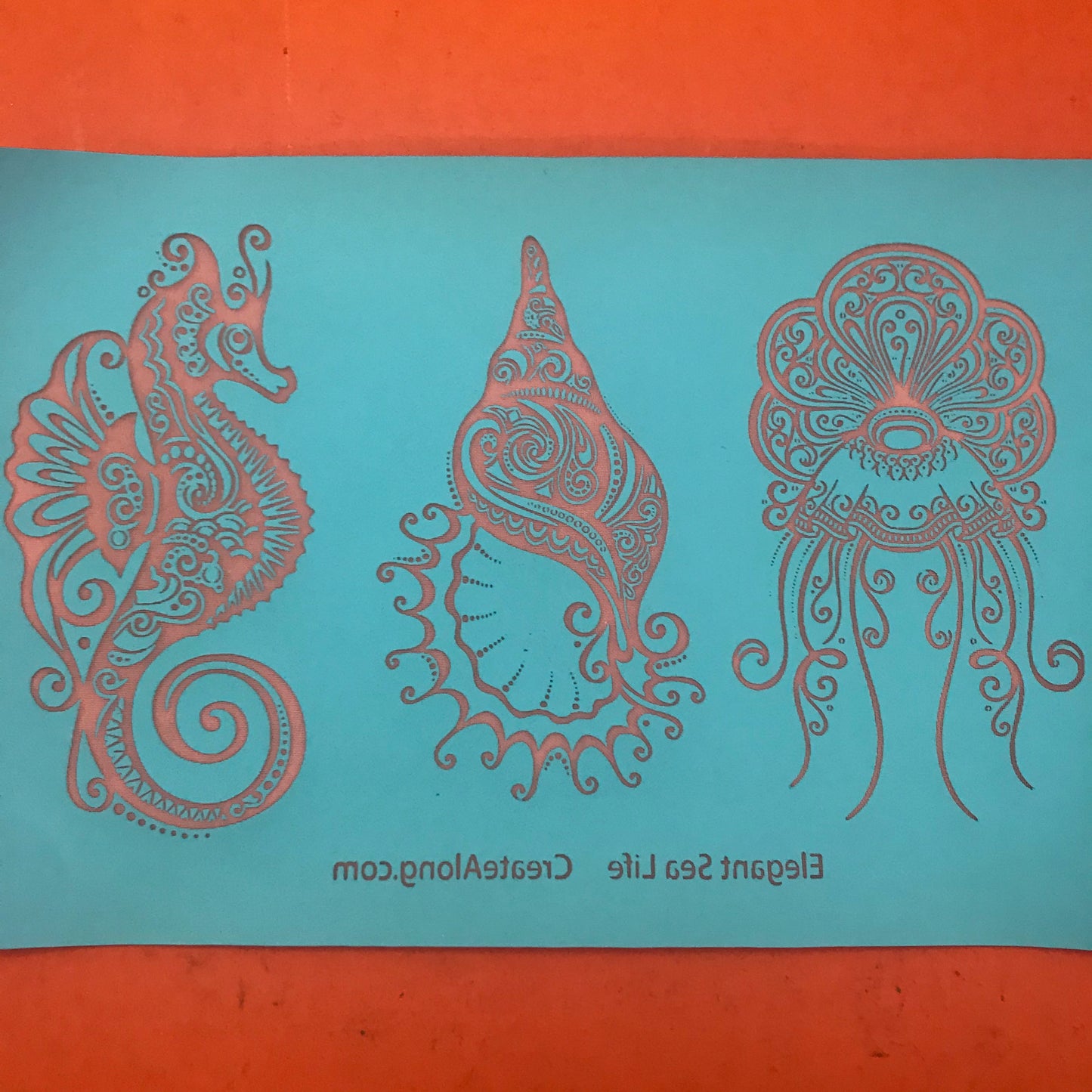 Silkscreen Cindi's Elegant Sea Life polymer clay Stencil Pattern