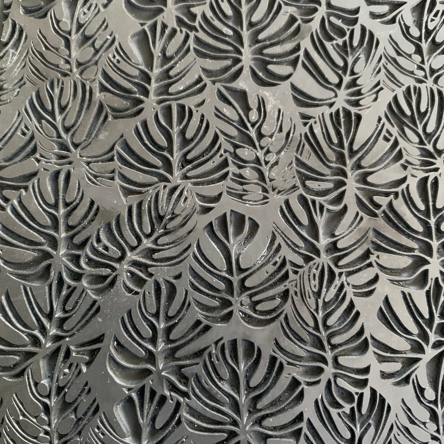 Tropical Large Monstera Leaves plant Rubber Stamp Texture Sheet Mat for polymer clay metal clay mixed media art