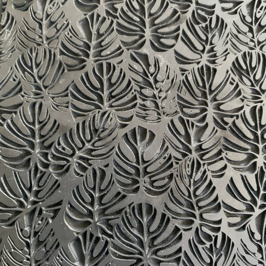 Tropical Large Monstera Leaves plant Rubber Stamp Texture Sheet Mat for polymer clay metal clay mixed media art