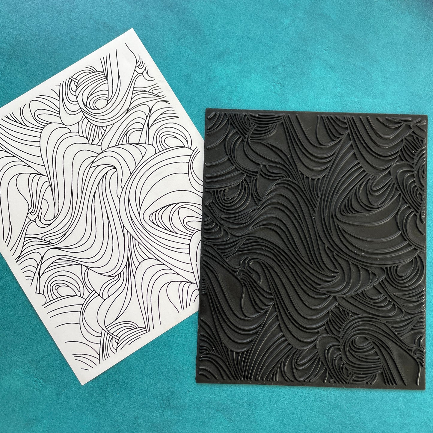 RIVER Rubber Stamp Ink Jumbo Texture Sheet for polymer clay gelli plate printing scrapbooking jewelry making mixed media art