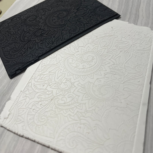 Fern Swirling botanical Rubber Stamp Texture Sheet Mat fine line clay stamp