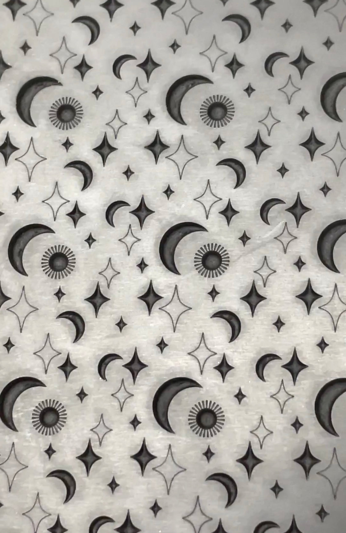 Sparkle Sky stars moons Rubber Stamp Texture Sheet Mat for polymer clay metal clay mixed media art