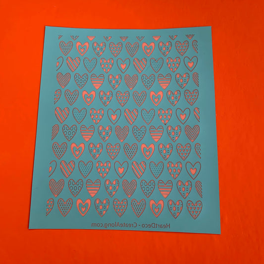 Silk Screen HeartDeco Stencil For Polymer Clay - Create Along