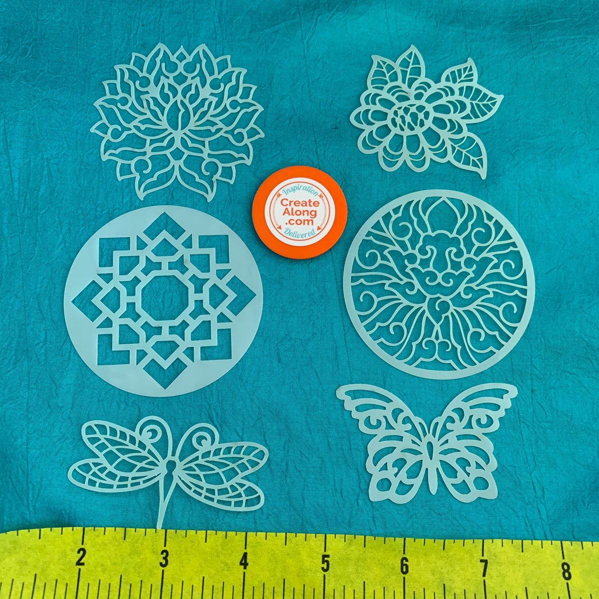 Floral Coin Stencils 6 designs for polymer clay art jewelry mixed media
