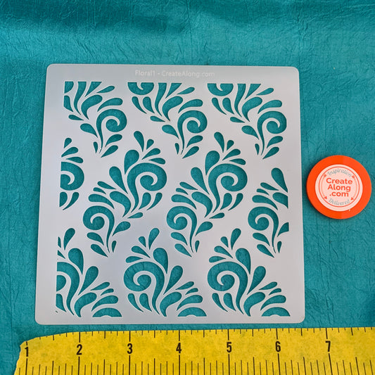 Floral 1 Swirling Mylar Stencil texture sheet for polymer clay earrings art jewelry mixed media