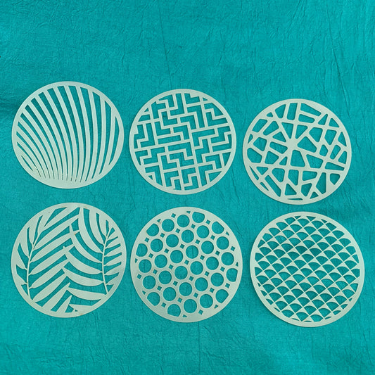 Set #1 Round Stencils 6 patterns for polymer clay art jewelry mixed media - Polymer Clay TV tutorial and supplies