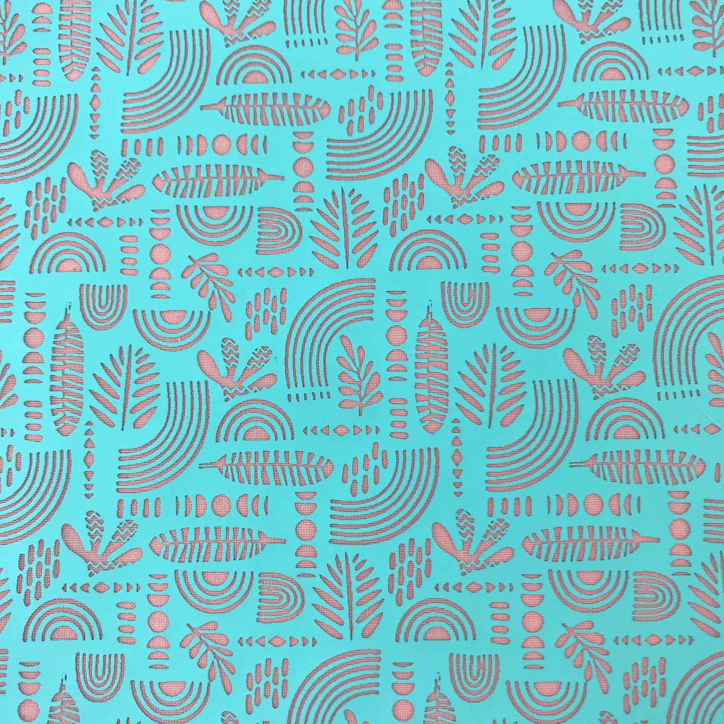 Silkscreen Stencil SLAB Leaves and Rainbows For Polymer Clay And Mixed Media Overall Design