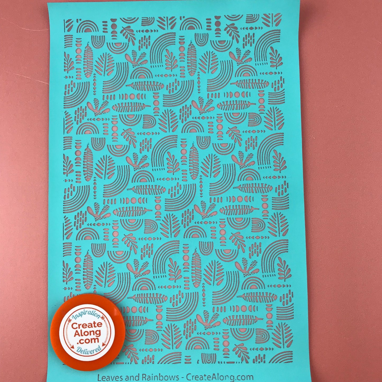 Silkscreen Stencil SLAB Leaves and Rainbows For Polymer Clay And Mixed Media Overall Design