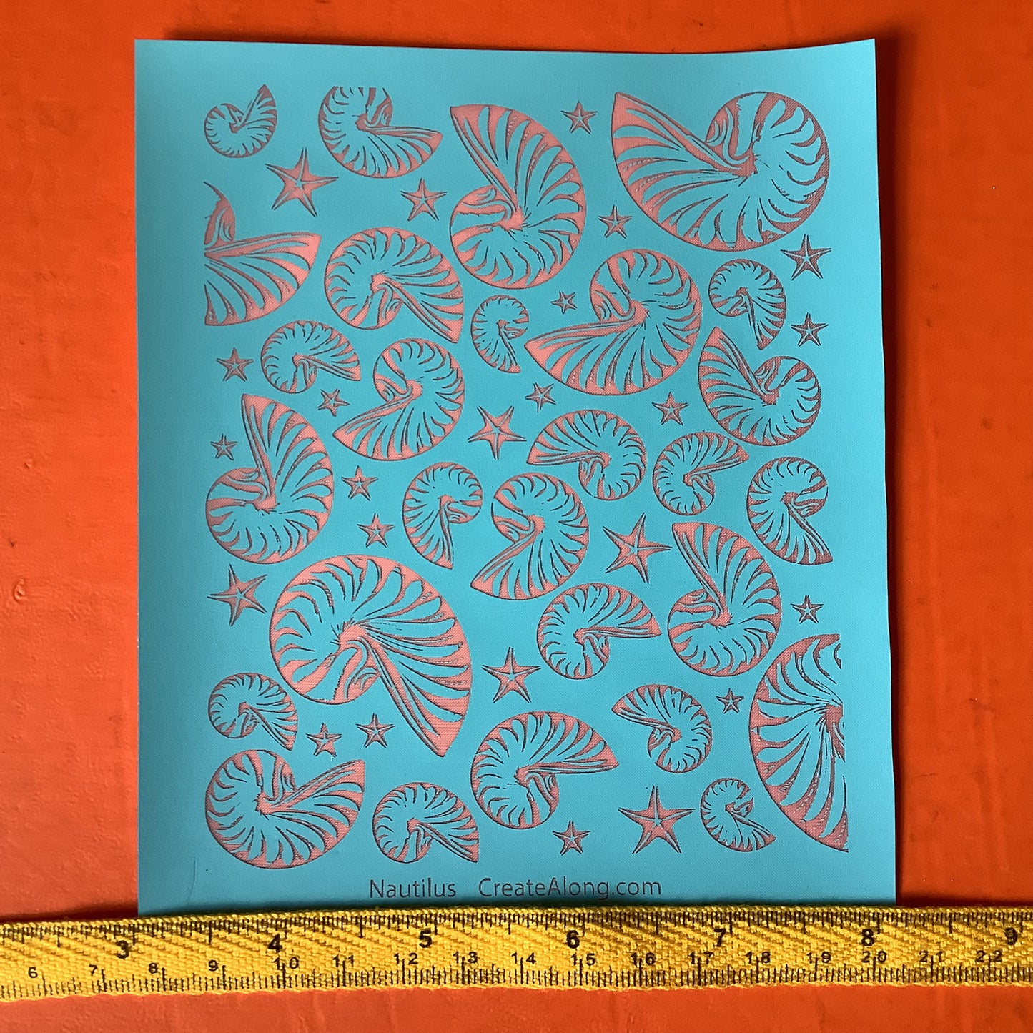 Nautilus Shell Waves Beach Ocean Sea Silkscreen for Polymer Clay and Mixed Media