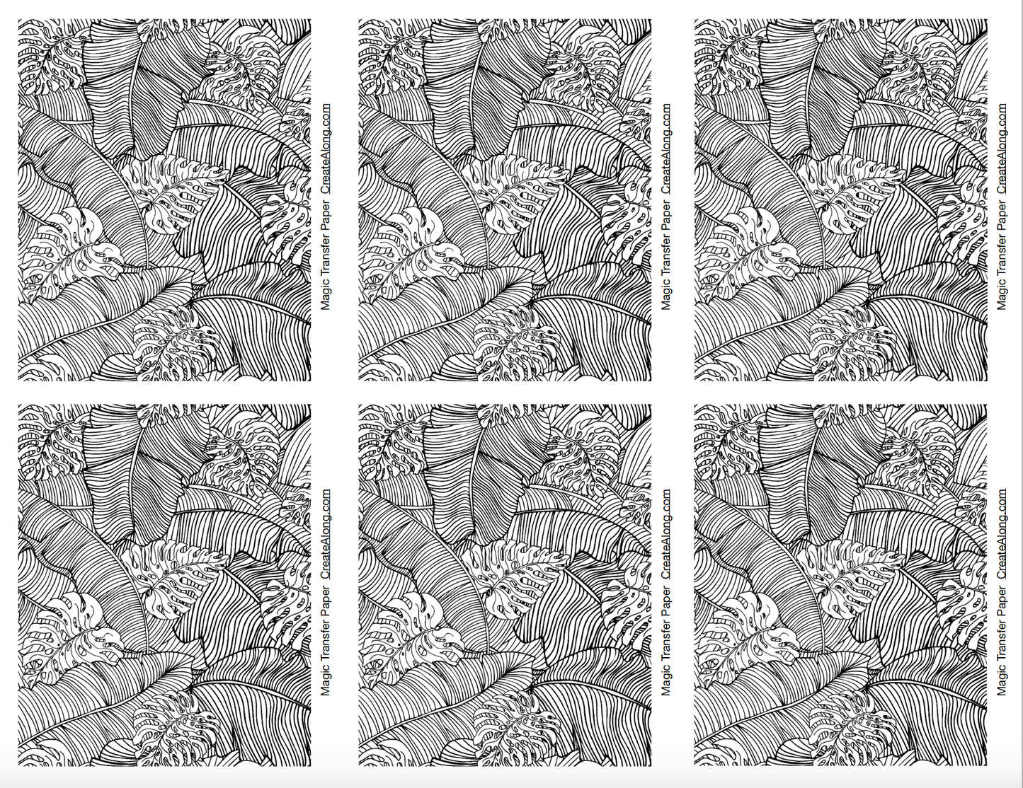 Digital Jungle Leaves Image Transfer PDF for creating images on raw polymer clay and for use with Magic Transfer Paper