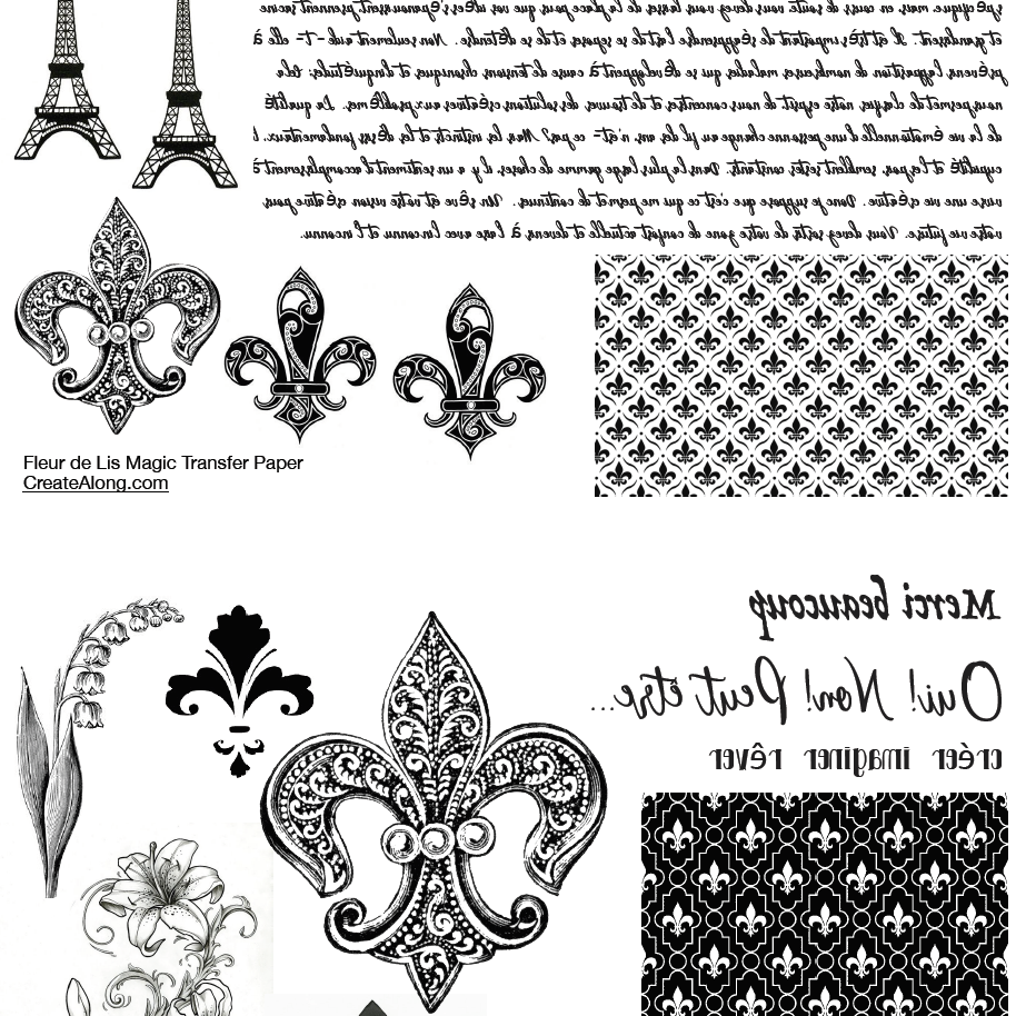 Digital Fleurdelis French Paris Image Transfer PDF for creating images on raw polymer clay and for use with Magic Transfer Paper