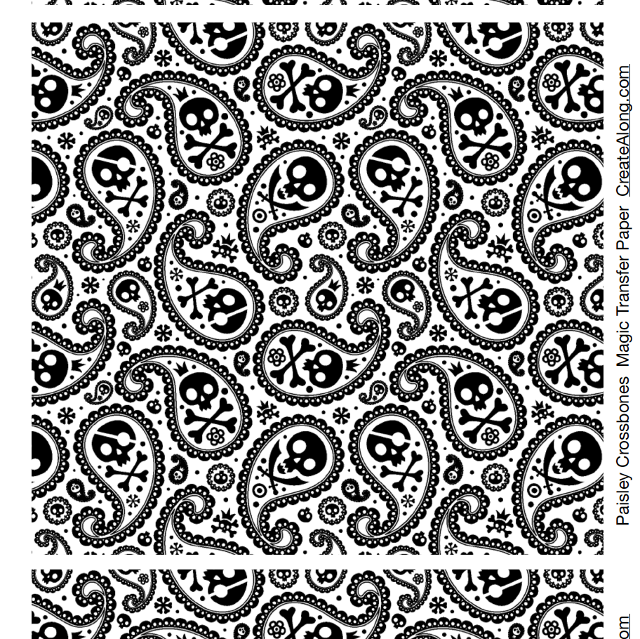 Digital Halloween Skulls & Paisley Image Transfer PDF for creating images on raw polymer clay and for use with Magic Transfer Paper