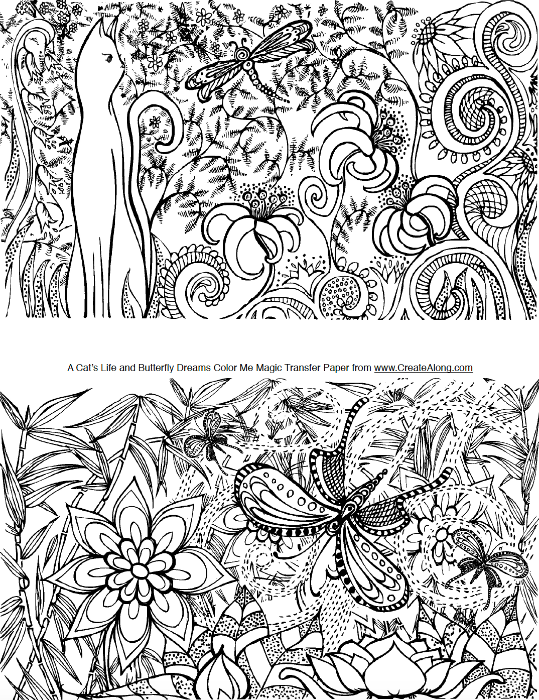 Digital Cats Life & Butterfly Garden Image Transfer PDF for creating images on raw polymer clay and for use with Magic Transfer Paper