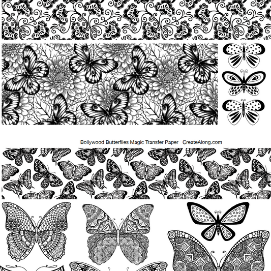 Digital Bollywood Butterflies Image Transfer PDF for creating images on raw polymer clay and for use with Magic Transfer Paper