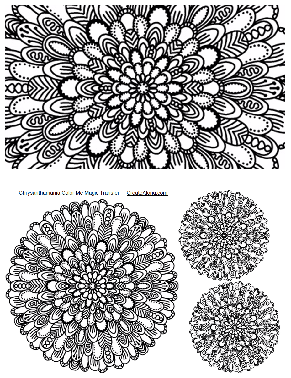 Digital Crysanthamum Image Transfer PDF for creating images on raw polymer clay and for use with Magic Transfer Paper