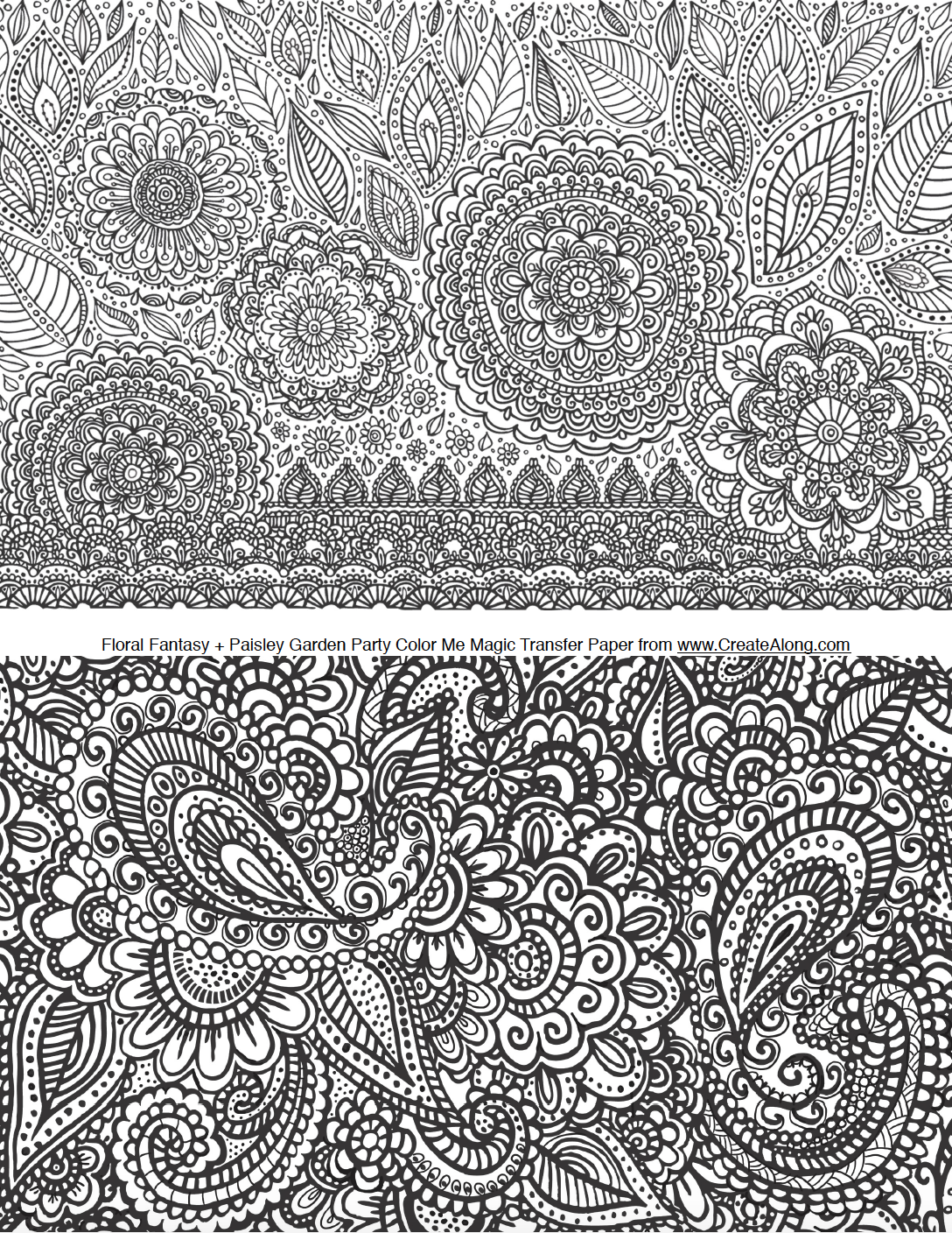 Digital Paisley Garden Party & Floral Fantasy Image Transfer PDF for creating images on raw polymer clay and for use with Magic Transfer Paper