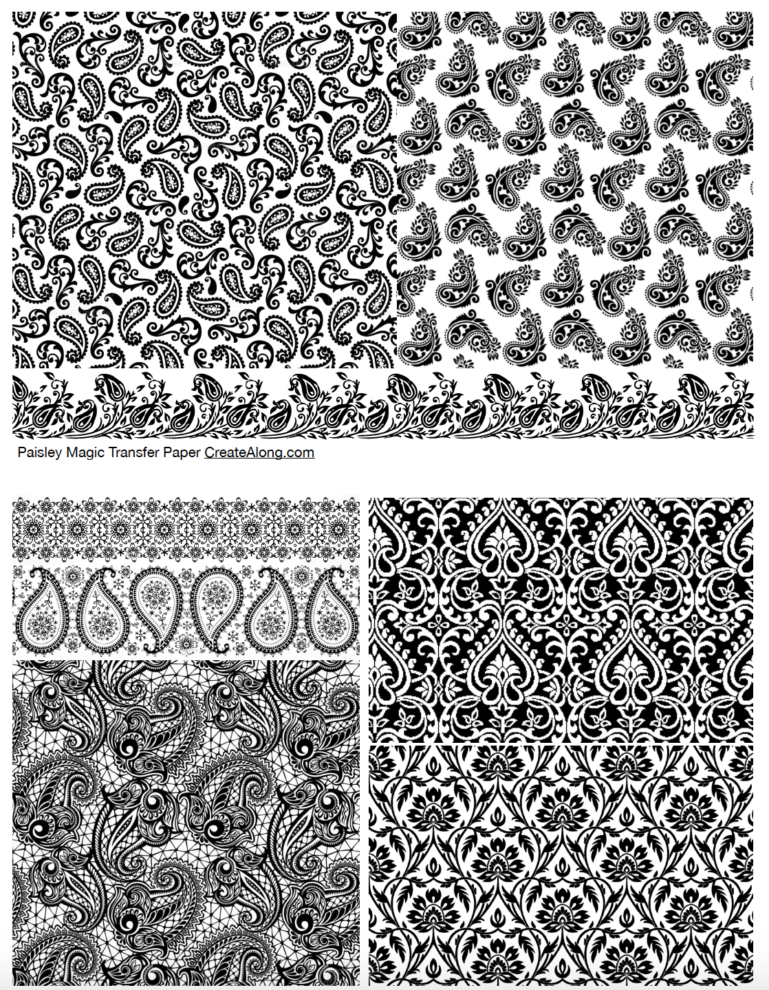 Digital Paisley Image Transfer PDF for creating images on raw polymer clay and for use with Magic Transfer Paper