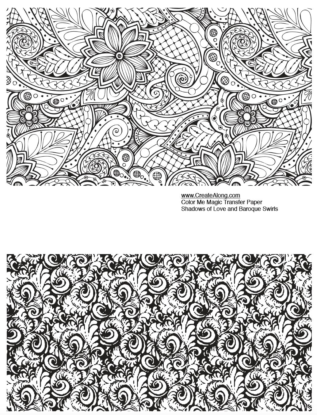 Digital Shadows of Love & Baroque Swirl Image Transfer PDF for creating images on raw polymer clay and for use with Magic Transfer Paper