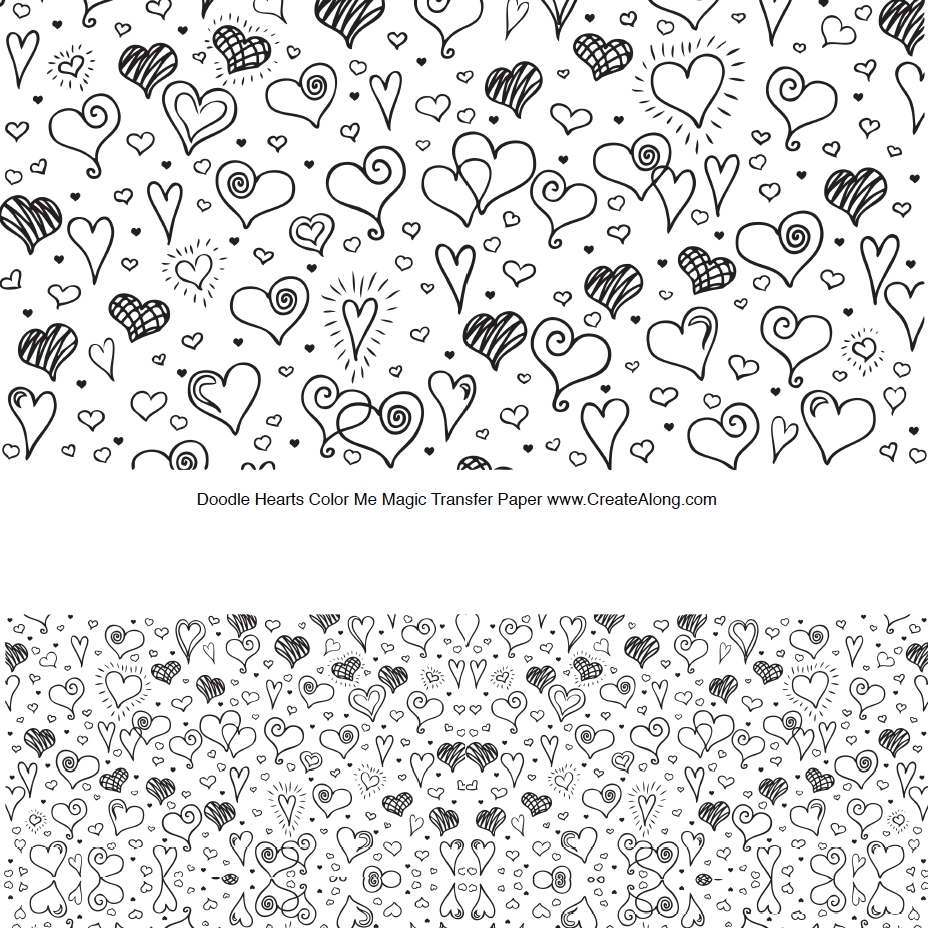 Digital Doodle Hearts Transfer PDF for creating images on raw polymer clay and for use with Magic Transfer Paper