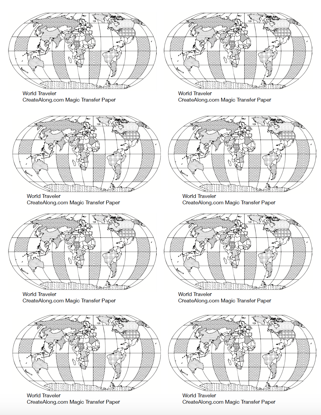 Digital World Traveler Transfer PDF for creating images on raw polymer clay and for use with Magic Transfer Paper