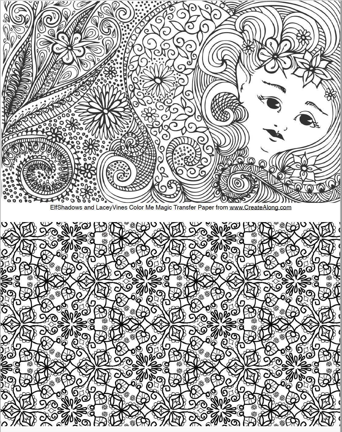 Digital Elf Shadows & Lacey Vines Image Transfer PDF for creating images on raw polymer clay and for use with Magic Transfer Paper