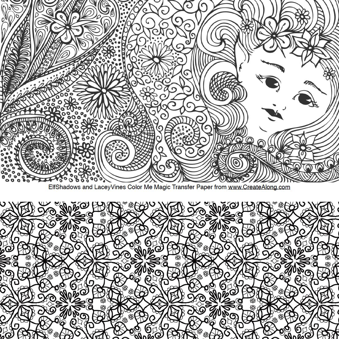 Digital Elf Shadows & Lacey Vines Image Transfer PDF for creating images on raw polymer clay and for use with Magic Transfer Paper