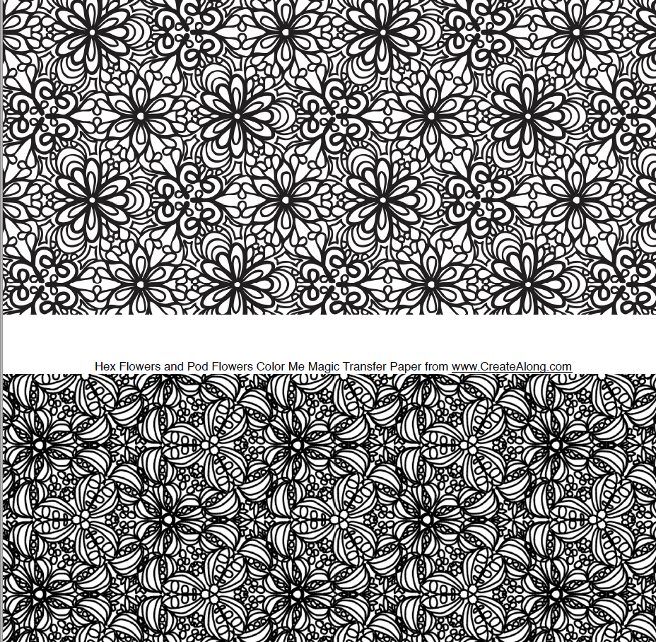 Digital Hex Flowers & Pod Flowers Image Transfer PDF for creating images on raw polymer clay and for use with Magic Transfer Paper