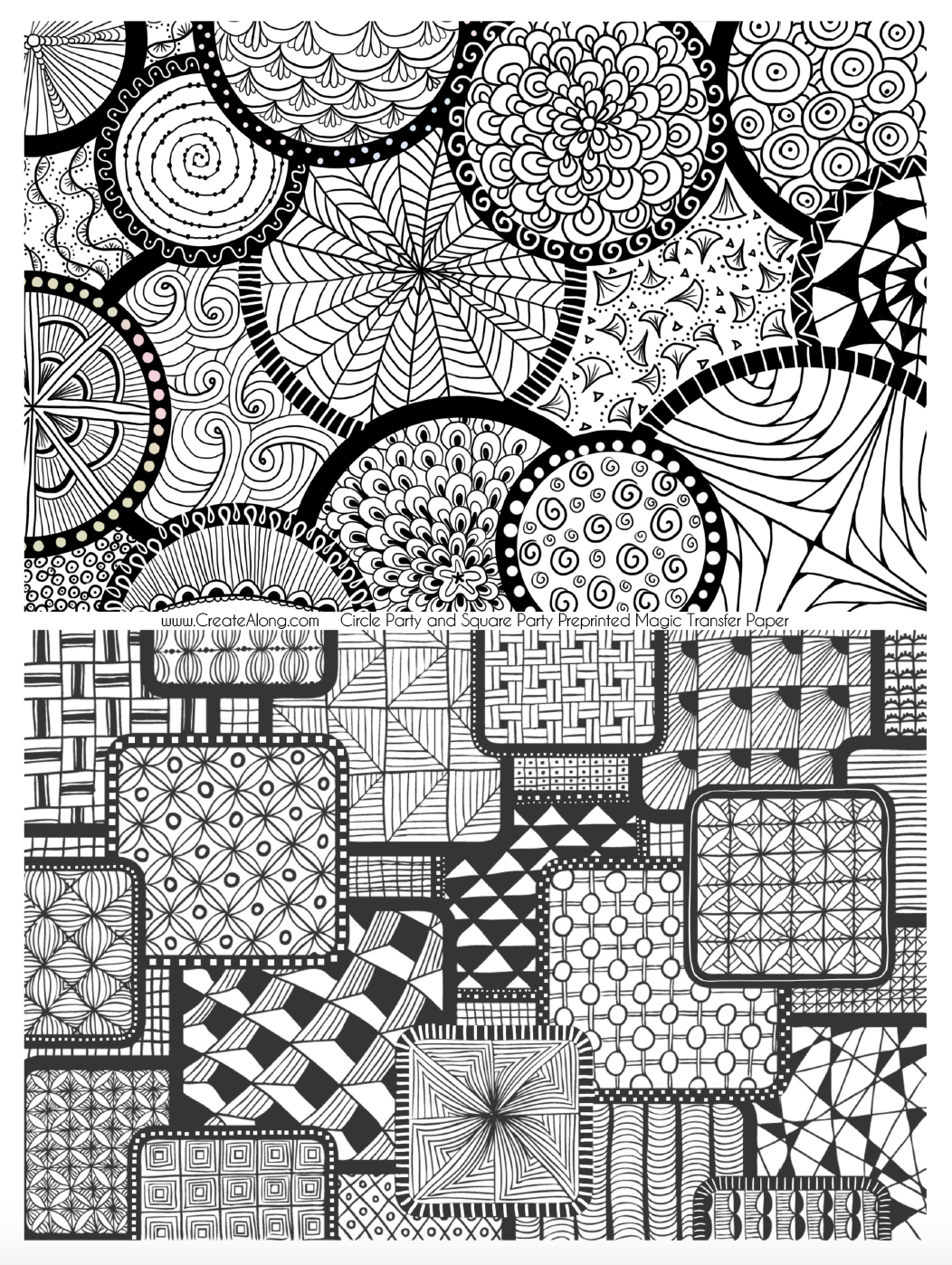Digital Circle & Square Party Image Transfer PDF for creating images on raw polymer clay and for use with Magic Transfer Paper