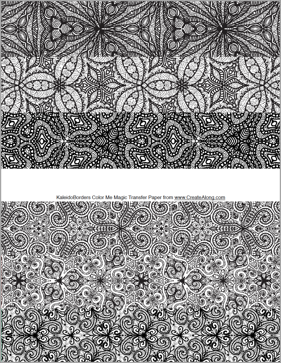 Digital Kaleidoborders Image Transfer PDF for creating images on raw polymer clay and for use with Magic Transfer Paper