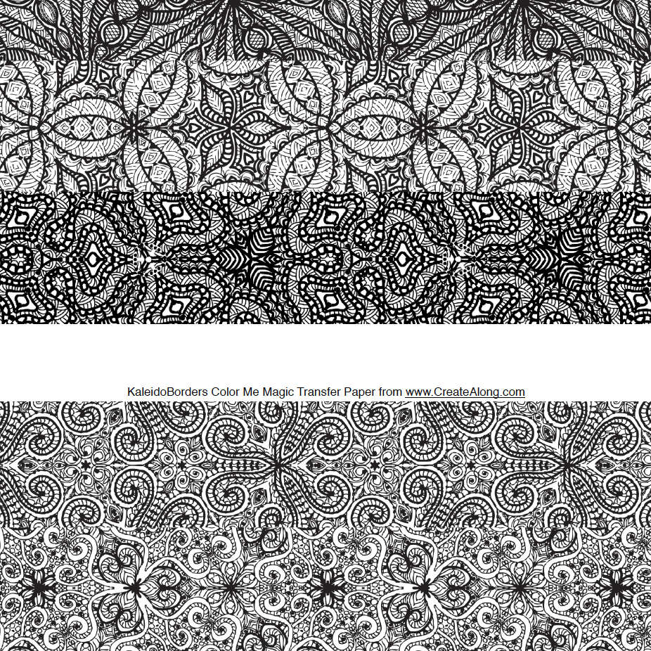 Digital Kaleidoborders Image Transfer PDF for creating images on raw polymer clay and for use with Magic Transfer Paper
