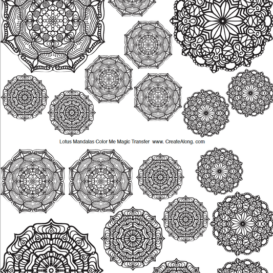 Digital Lotus Mandalas Image Transfer PDF for creating images on raw polymer clay and for use with Magic Transfer Paper