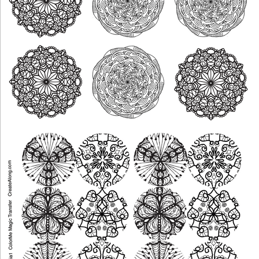 Digital Mandala Mania Image Transfer PDF for creating images on raw polymer clay and for use with Magic Transfer Paper