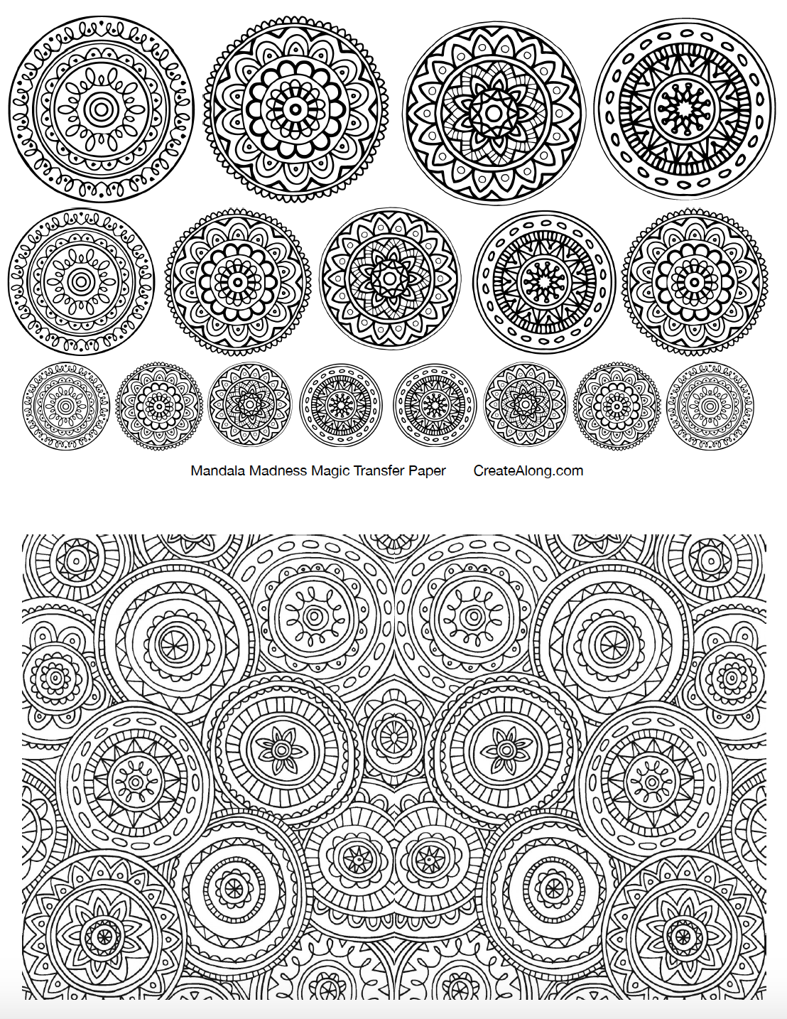 Digital More Mandala Madness Image Transfer PDF for creating images on raw polymer clay and for use with Magic Transfer Paper