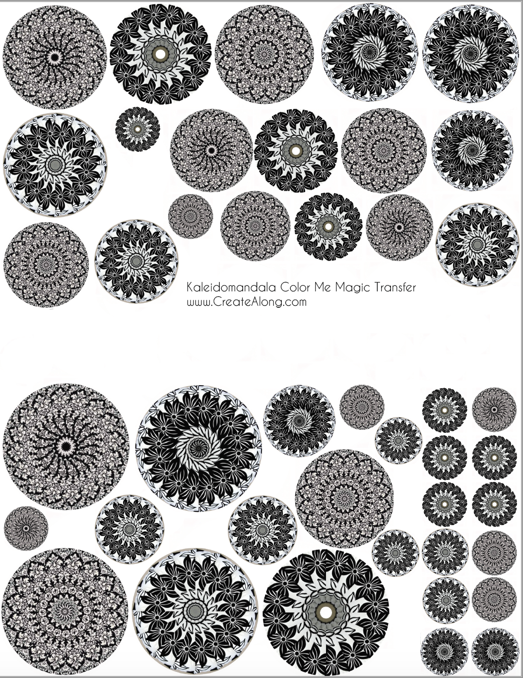Digital Kaleidomandalas Image Transfer PDF for creating images on raw polymer clay and for use with Magic Transfer Paper