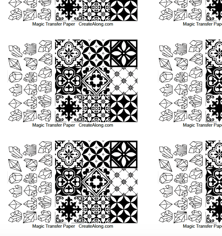 Digital Spanish Tiles & Crystals Transfer PDF for creating images on raw polymer clay and for use with Magic Transfer Paper