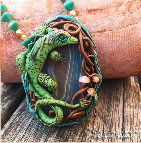 Make an Enchanted Mixed-Media Sculpted Dragon Polymer Clay Pendant Online Workshop with Sandy Huntress