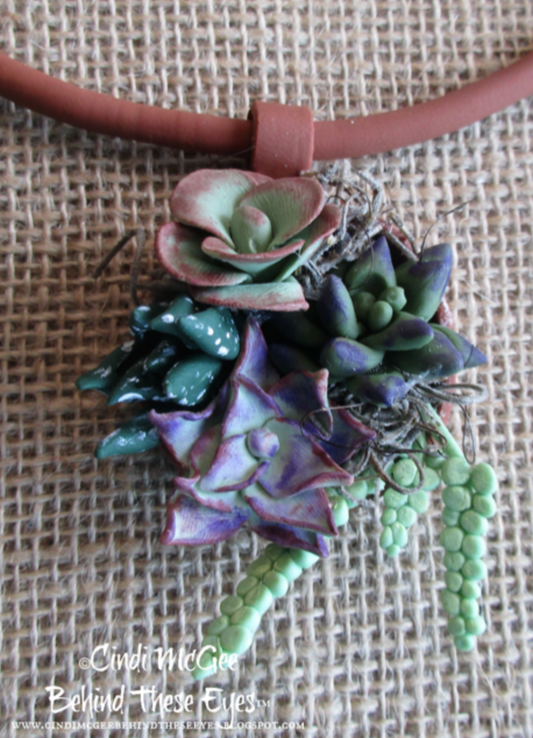 Make a Miniature Succulent Garden Polymer Clay Pendant Online Workshop with Cindi McGee