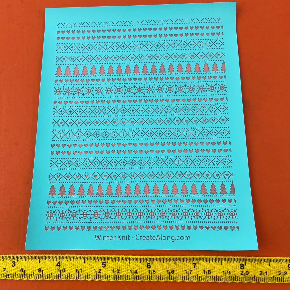 Winter Knit Holiday Christmas trees plants Silk Screen Stencil for Polymer Clay, Art Jewelry, Mixed Media