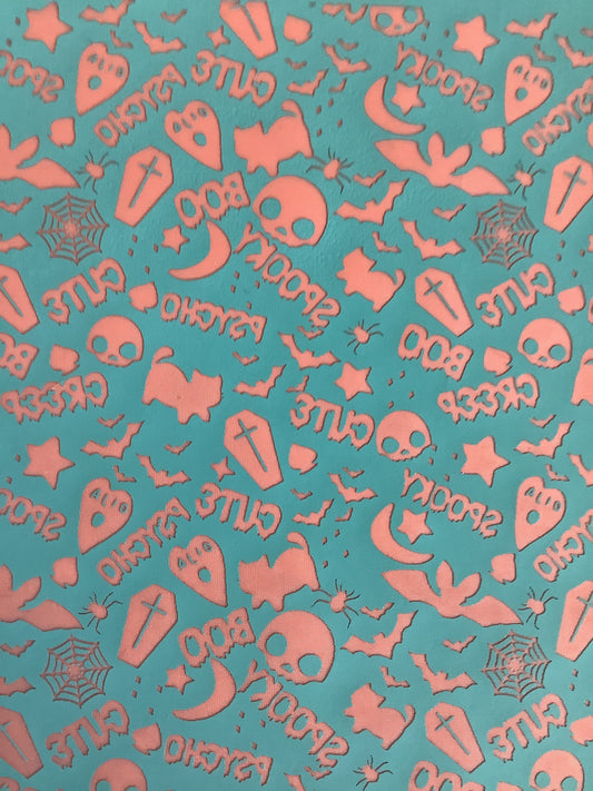 Halloween Silk Screen Spooky Cute coffin bat skull cat Stencil polymer clay silkscreen