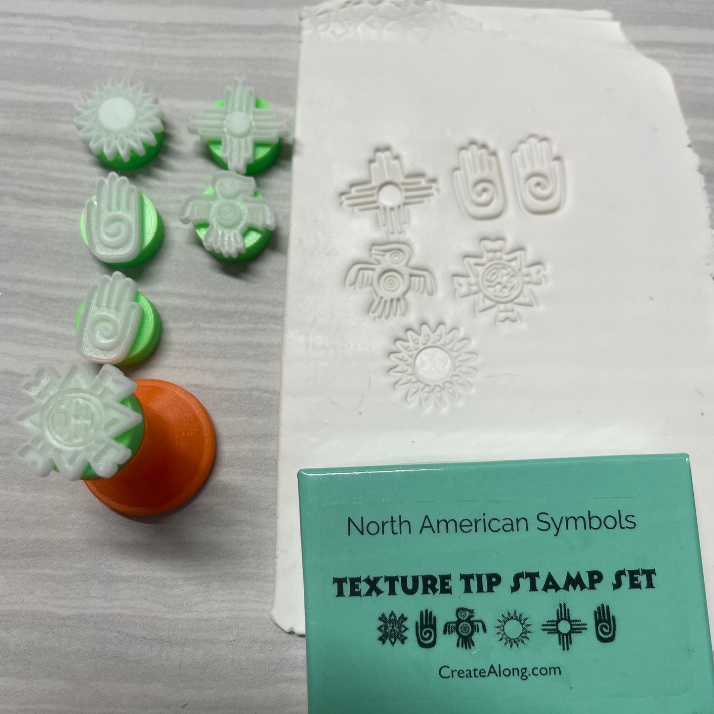 Texture Tips Stamps North American Symbols Set of 6 small stamp set for polymer clay and mixed media